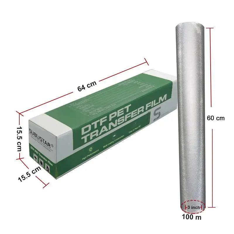 SUBLISTAR Premium Metallic Silver Foil DTF Film(60CM*100M)  Direct to Film Transfer Printing Cold Peel for Iconic Logos