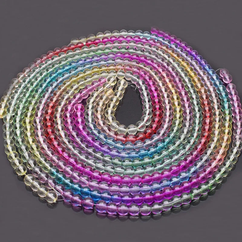 8mm 100pcs Gradient Color Crystal Glass Beads Round Seed Loose Spacer Beads for Jewelry Making DIY Crystal Necklace Bracelet