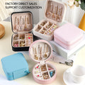 Small Jewelry Box Portable Necklace Earrings Ring Jewellery Box Package Lovely Travel Leather Jewellery Organizer for Girls