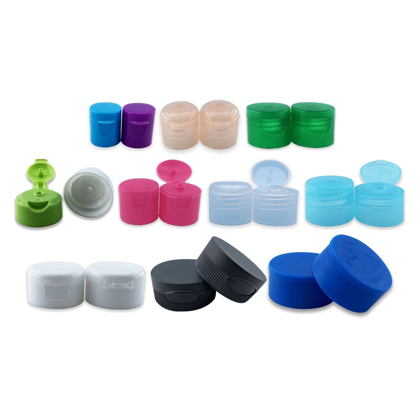 Eco-friendly Packaging Cosmetic Bottle Lid 24/410 Smooth Green Cover PP Plastic Flip Top Cap