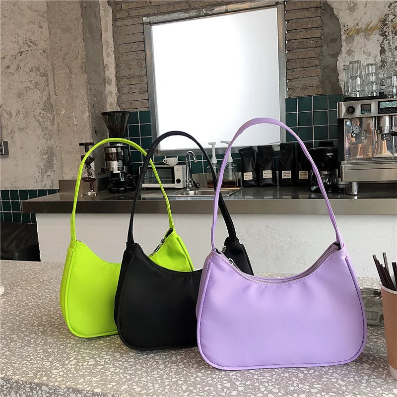 2023 Korean Style Fashion Customize Women's Nylon Underarm Dumpling Hobo Bags Candy Pattern Cotton Lining Shoulder Handbag