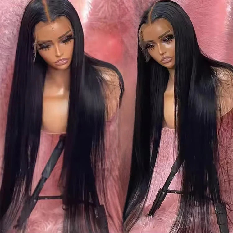 Raw Indian Lace Frontal Hair Wig Glueless Full Lace Front Wigs for Black Women 13x6 40 Inch Brazilian Straight Lace Front Wig