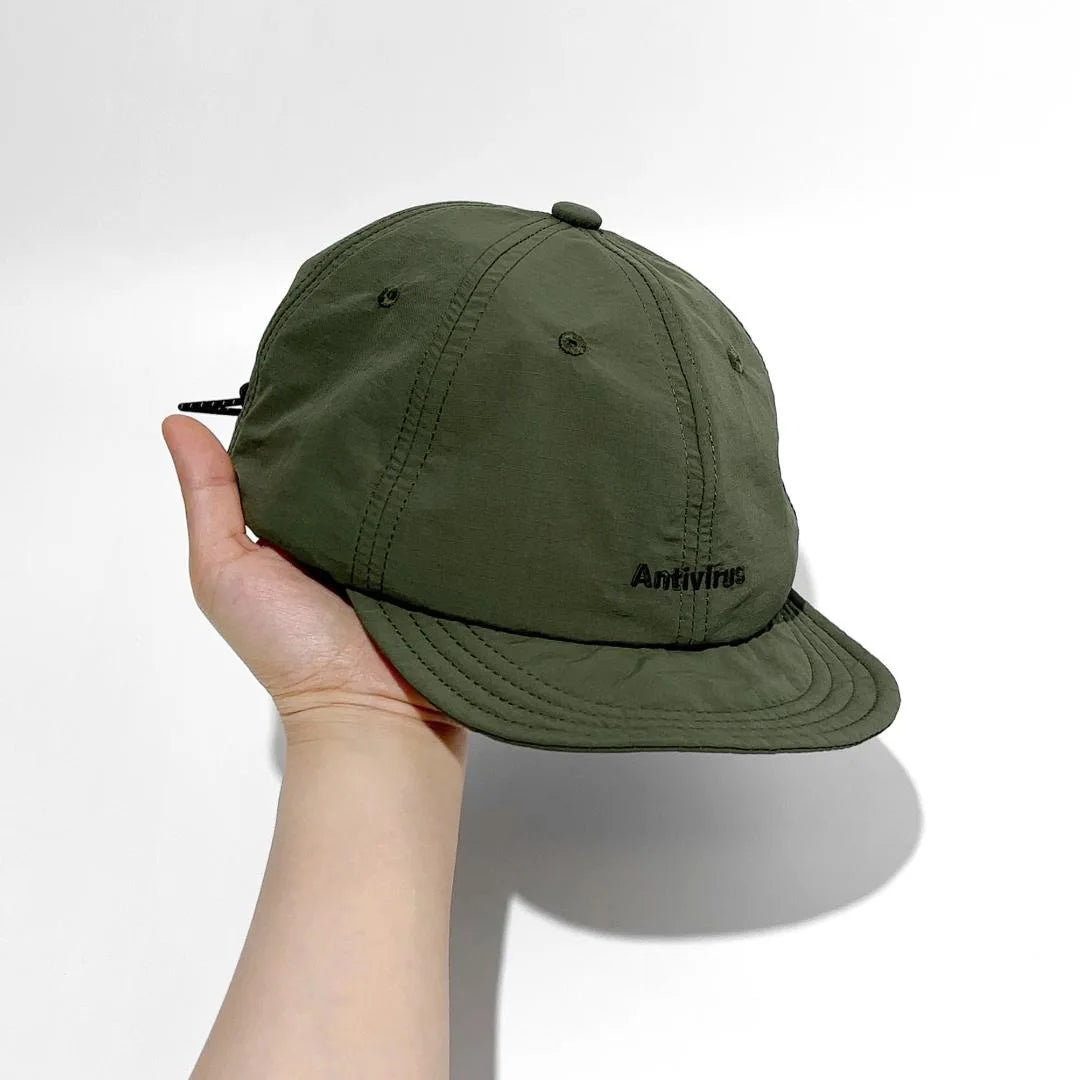 6 Panel  Custom Embroidery  Quick Drying Unstructured Cotton Nylon Hat Draw String Ripstop Nylon Fabric Cap With String Back