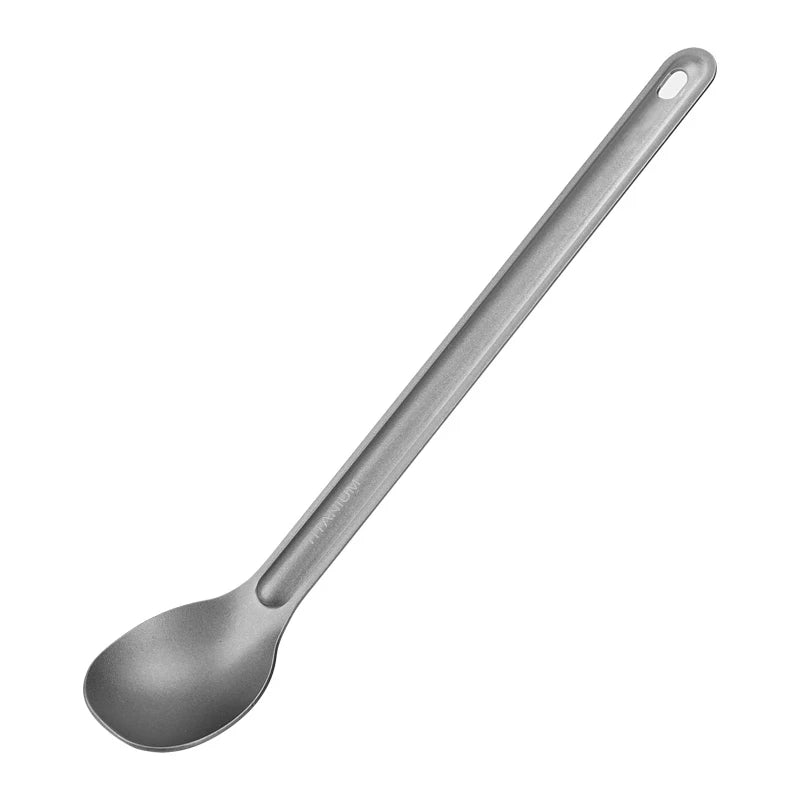 Hot Selling Portable Outdoor Tableware Disposable Pure Titanium Long Handle Spoon Fork Set Essential for Camping Backpack Picnic