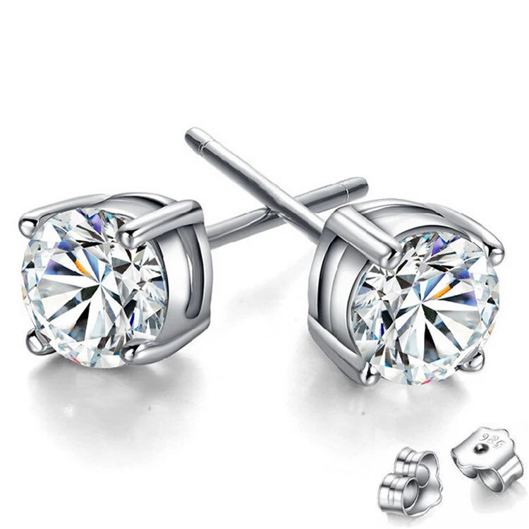 Fashion Minimalist Silver Plating Women Crystal Zircon Cubic Zirconia Stud Earring Jewelry