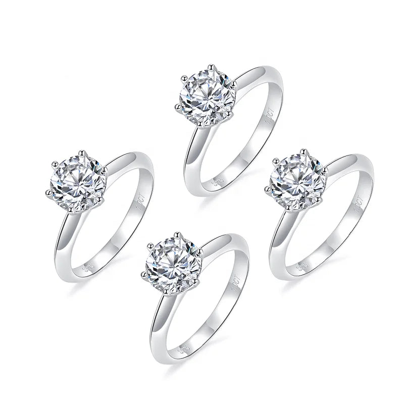 0.5ct 1ct 2ct 3ct D VVS1 Moissanite Jewelry 925 Sterling Silver Engagement Cheap Ladies Rings