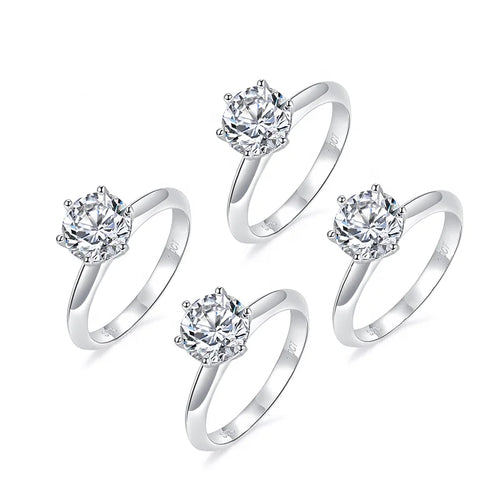 0.5ct 1ct 2ct 3ct D VVS1 Moissanite Jewelry 925 Sterling Silver Engagement Cheap Ladies Rings
