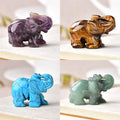 Quartz Crystal Animals Healing Reiki Gemstone Carving Elephant Red Jasper Carved Statue Guardian Figurine Decor Elephant