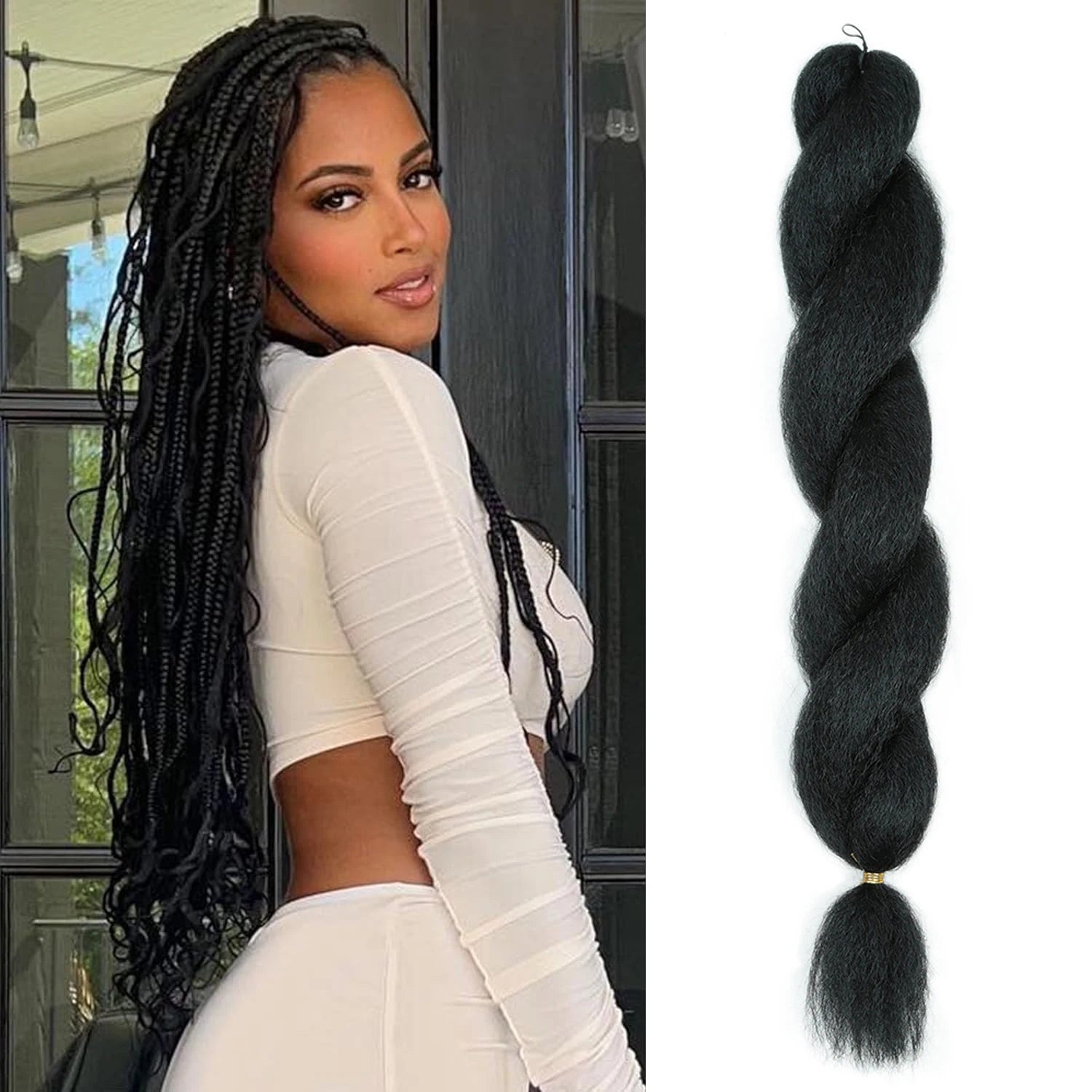 26Inch Vixen Crochet Bulk Hair Synthetic Jumbo Braids Fluffy Yaki Straight Crochet Hair Afro Kinky Curly Braiding Hair Extension
