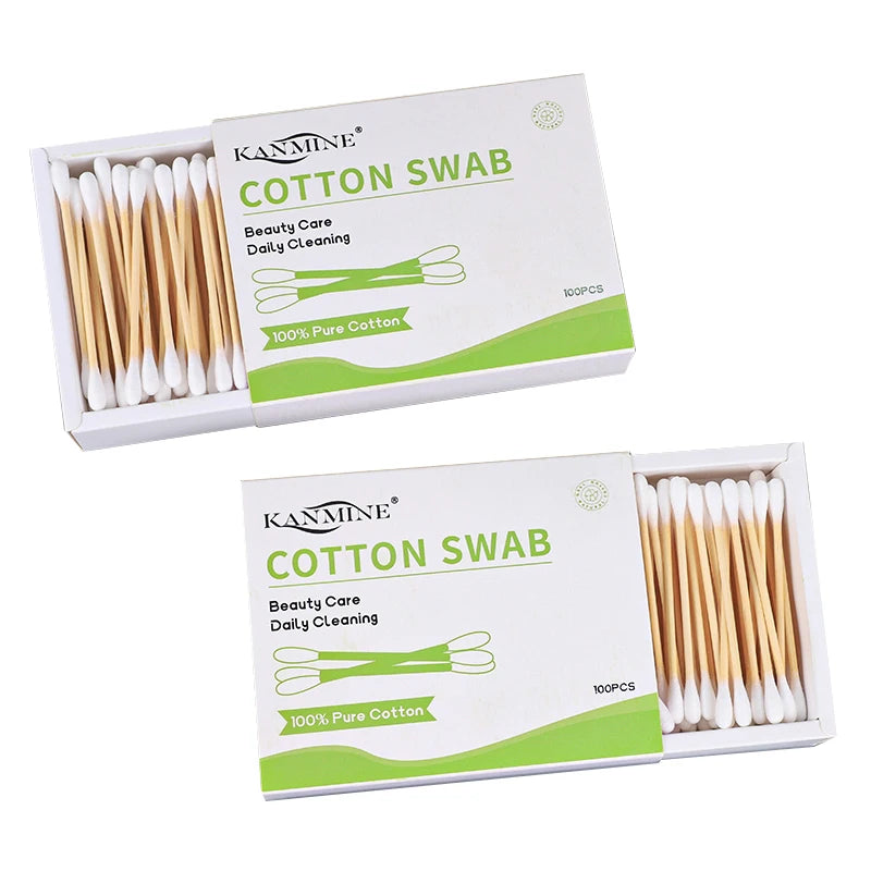 Drawer Carton Package 100% Natural and Environmentally Friendly Cotton Swab Bamboo Q Tips Original Cotton Buds 100 Pieces
