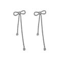 AA016175 Simple Cute Shiny Full Crystal Rhinestone Bow Tie Shaped Long Tassel Stud Earrings for Women Girls Jewelry