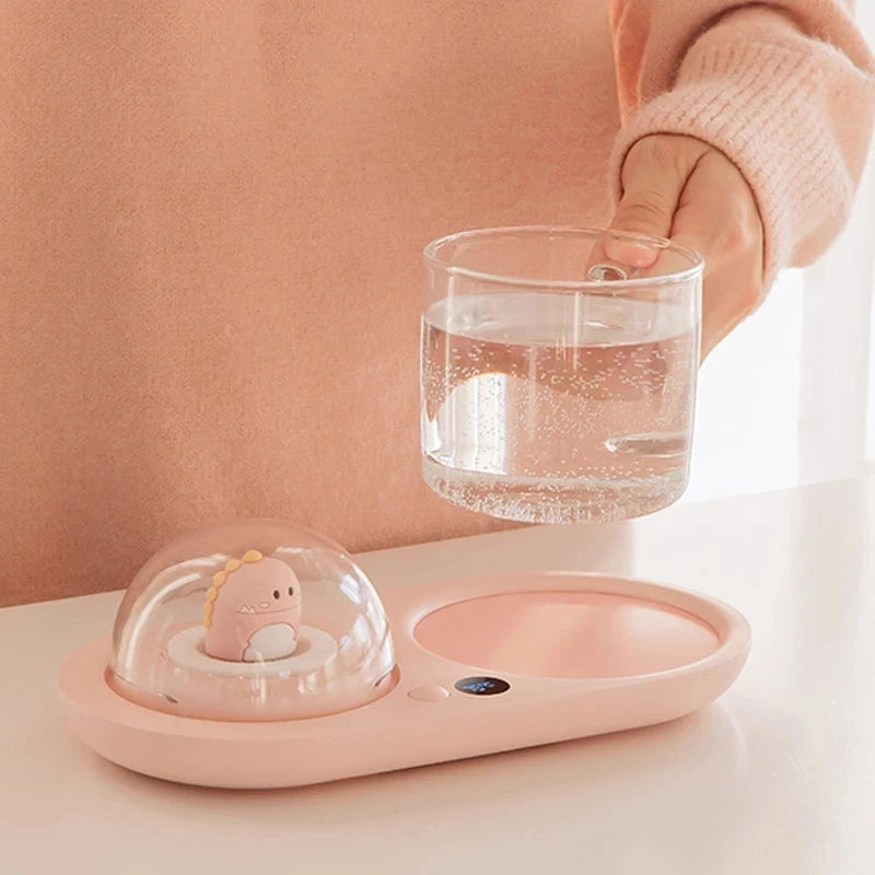 Smart Thermostatic Hot Plate for Coffee Tea Milk 3-Gear Warmer with Aromatherapy Lamp Electric Heating Coaster for Home Use