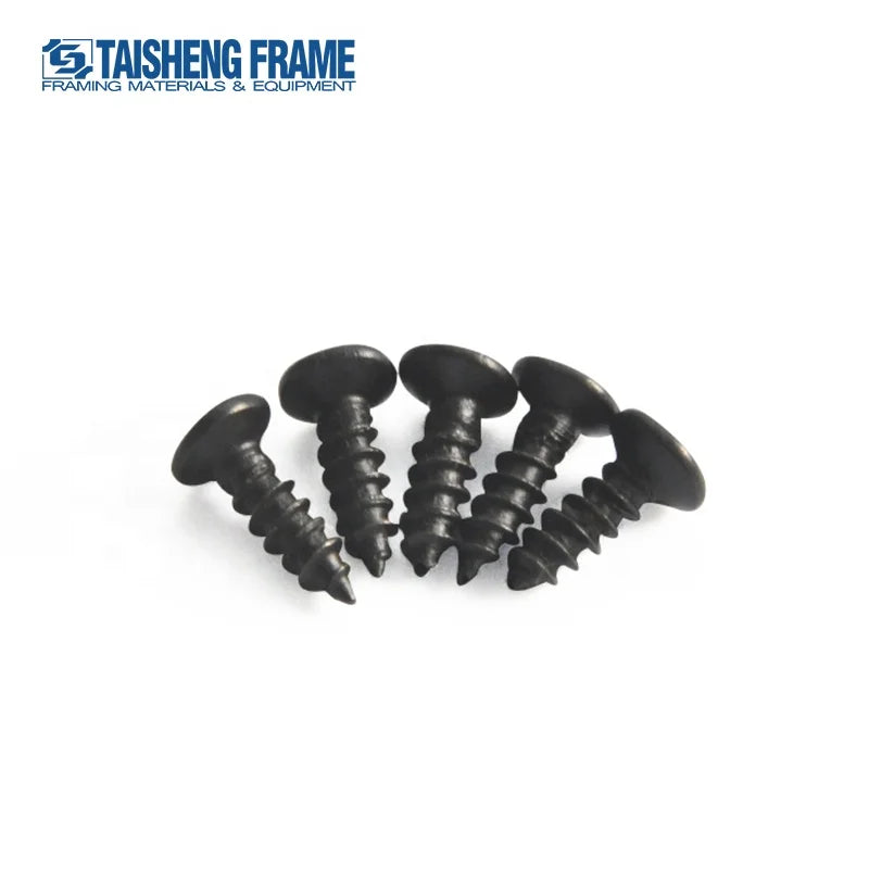 TS-K290 Pan Head Steel Self-Tapping Screw Standard Thread Plastic Frame with Wood/PS Length 8/10/12mm Black