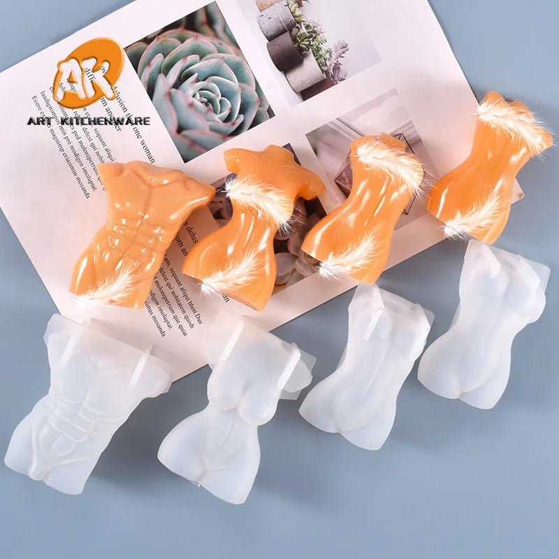 AK 8 Shapes Resin 3D Body Shape Mold Silicone Body Stand Ornaments Resin Mould Female Male Model Body Mold Crystal Epoxy Mold