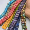 10X20MM Natural Gemstone Colorful Imperial Jasper Beads Rectangle Imperial Jasper Beads for DIY Jewelry Necklace Bracelet Making