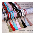Custom Making Men Prayer Buddhist Emerald Jewelry Vintage Long Tassel African Turquoise Yoga Meditation 108 Mala Beads Necklace