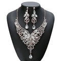 Wholesale Deluxe Crystal Earring Necklace Fashion Imitation Jewelry Earring  Necklace Set Wedding Women Bridal Jewelry Sets