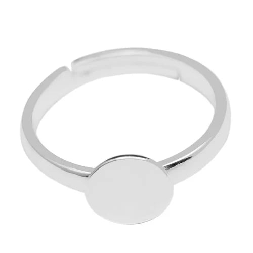 Beadsnice  with Round Blank 8mm Design Beauty 925 Sterling Silver Adjustable Ring