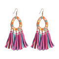 Bohemian Luxury Personalized Turquoise Tassel Drop Luxury Vintage Print Leopard Earings