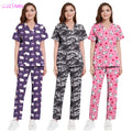 Custom Doctor Nurse Suit Nursing Sets Printed Pattern Breathable Hospital Uniform Fabric Medical Scrubs Uniforms Sets