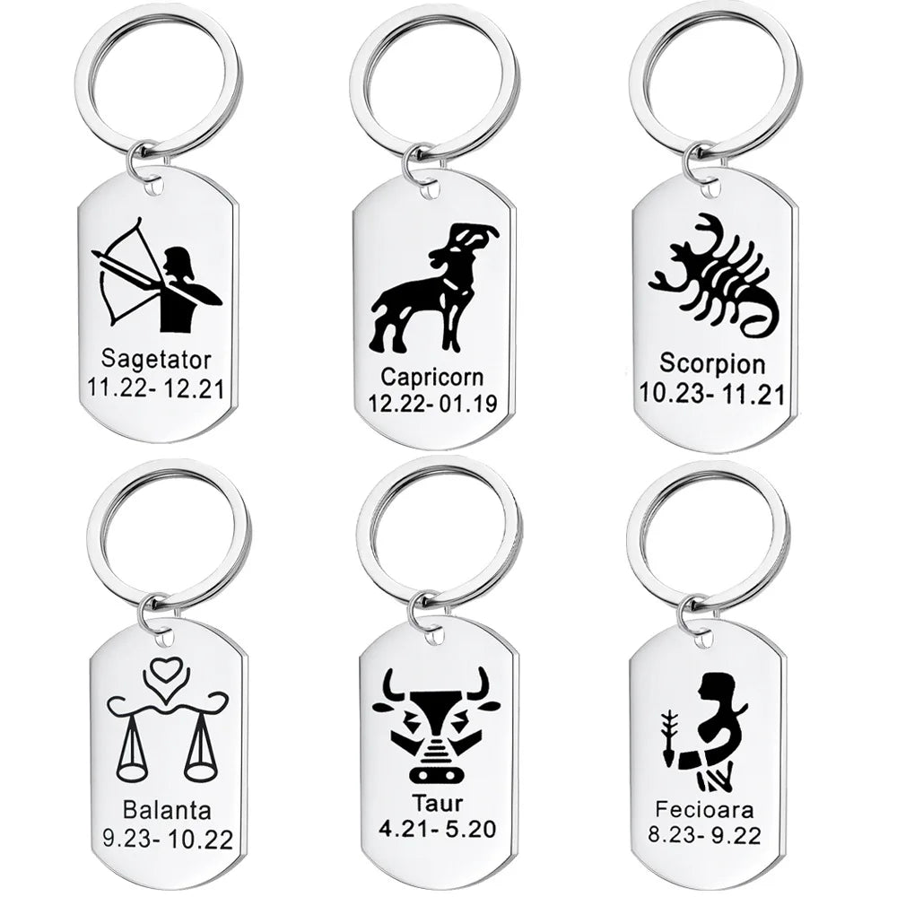 YK Creative New Hot Selling Twelve Constellations Stainless Steel Keychain