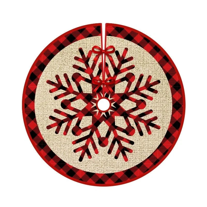 Christmas Tree Skirt Winter Holiday Party Festive XMAS Trees Mat Rustic Home Office Decorations New Year Ornaments Red 90cm