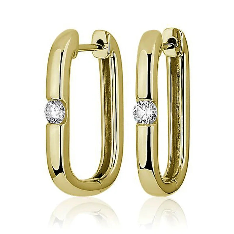 Milskye Trendy Jewelry Gold Plated Single Zircon Hoop Huggie Earrings for Women