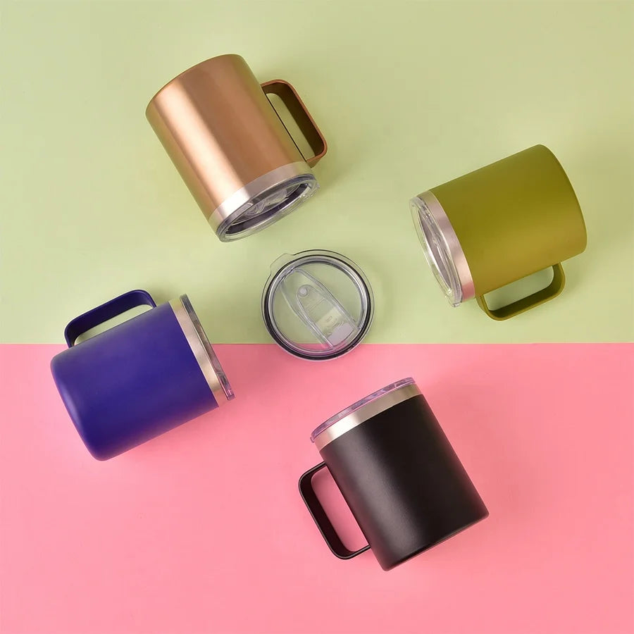 Customized 12oz 14oz 16oz Food Grade Vacuum Insulated Stainless Steel Tumbler Mugs With Handle