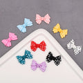 Yiwu Wintop Lovely Dot Pattern Colored Bow Knot Design Flat Back Resin Cabochons for Girl Kids Hairpin Hair Band