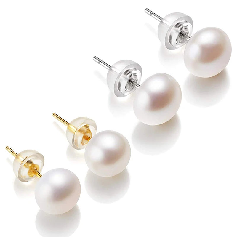 Pin Ear Bridal Pearl Earrings Stud Wholesale 925 Sterling Silver Fresh Water Freshwater Natural for Women Gi 3mm-8mm Bling White
