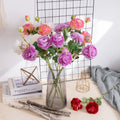 Y0020 Factory Wholesale New Artificial Flowers 3 Heads Peony Single Silk Flowers for Wedding Home Decoration