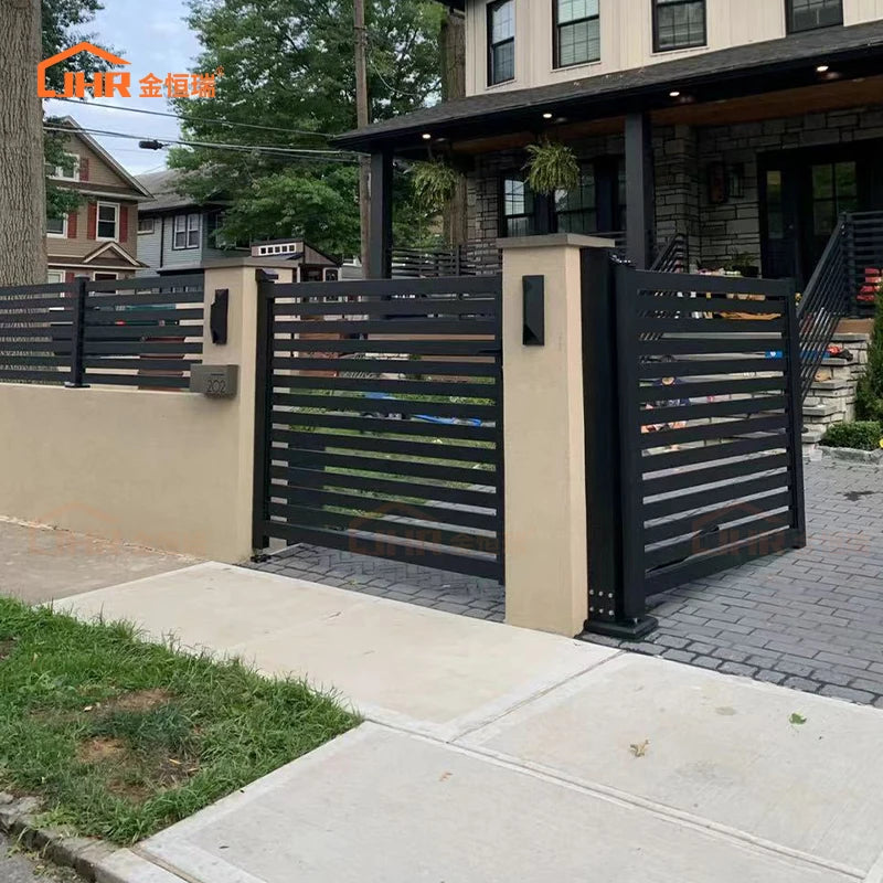 JHR Fencing Aluminium Privacy Outdoor Fence Panels House Security Metal Aluminum Horizontal Slat Garden Yard Fences