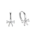 Bowknot Earrings 925 Sterling Silver Round Cubic Zirconia Butterfly Cute Hoops for Women Girls Wholesale Fine Jewelry