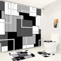 Custom Bathroom Geometric Printed Shower Curtain Set 4 Pcs Shower Curtains with Liner
