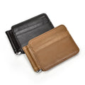 Minimalist Vintage Genuine Leather Cardholder Wallet with Money Clip for Men Travel & Business Use Credit Cards