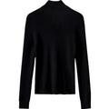 Custom Vintage Turtleneck Sweater for Women Ladies Gray Knit Rib Geometric Pattern Front Logo Autumn Season