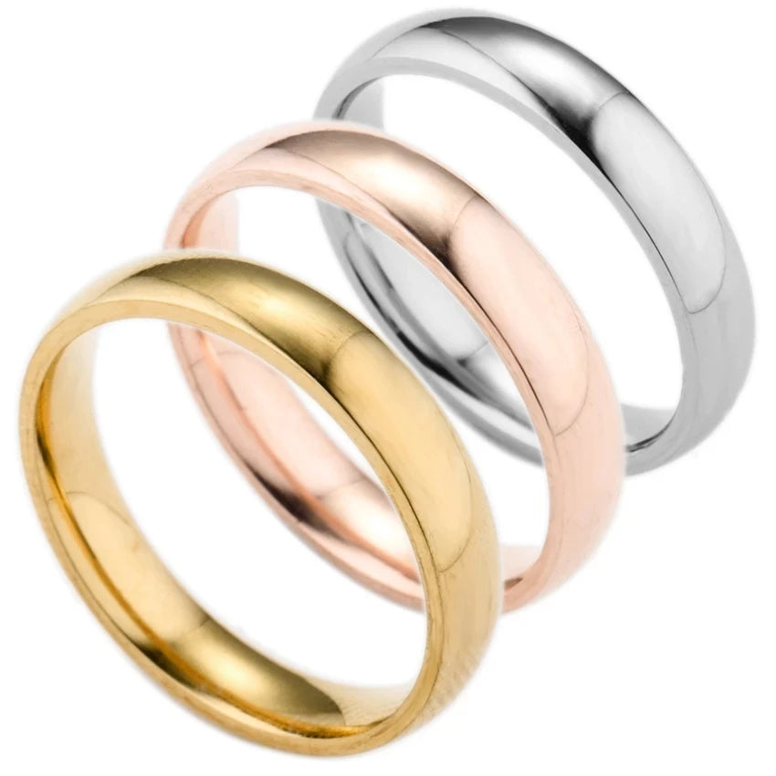 Simple Smooth Stainless Steel Signet Ring 6mm Width Spinner Silver for Women Men Couples Classic Style Gold Boy R Rings