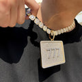 Customizable Name Letters Men Hip Hop 8cm Rectangle Full Iced CZ Diamond Pendant Necklace Big Size Link Chain