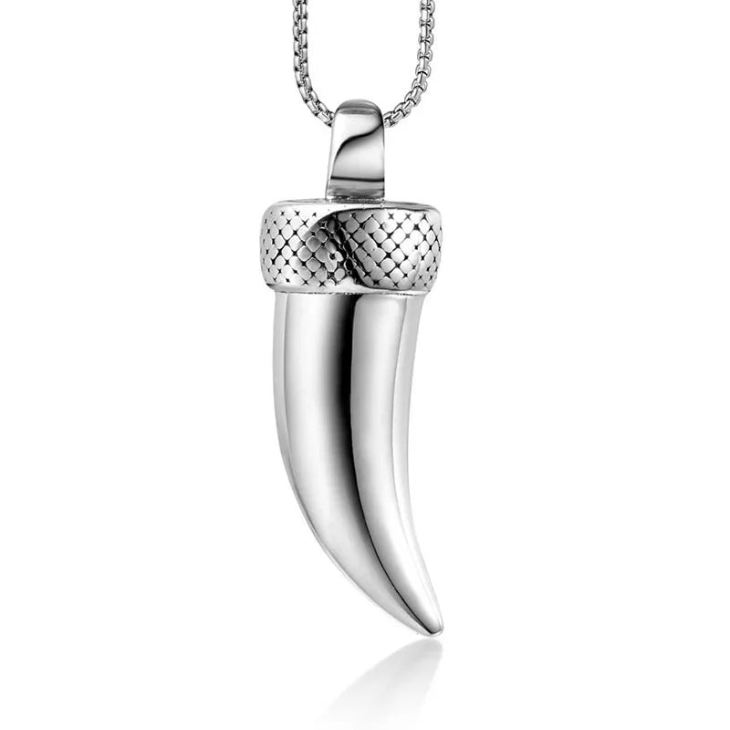 Wholesale Simple Stainless Steel Jewelry Beast Tooth Necklace for Fashion Punk Fine Pendant Necklace