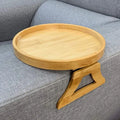 Natural Bamboo Foldable Sofa Couch Arm Storage Tray Small Round Plate Sofa Tray