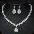 Fashion Luxury 5A Water Drop Gem Stone Zircon Diamond Necklace Earrings Jewelry Set for Wedding Women