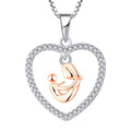 925 Sterling Silver Collar Necklaces with Fashion Zircon Link Chain Heart Pendant Necklace for Mom-for Parties and Mother's Day