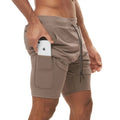 Custom Men Plus Size Double Layer Jogger Workout Shorts Basketball Cargo Shorts Loose Outdoor Side Pocket Mesh Mens Gym Shorts