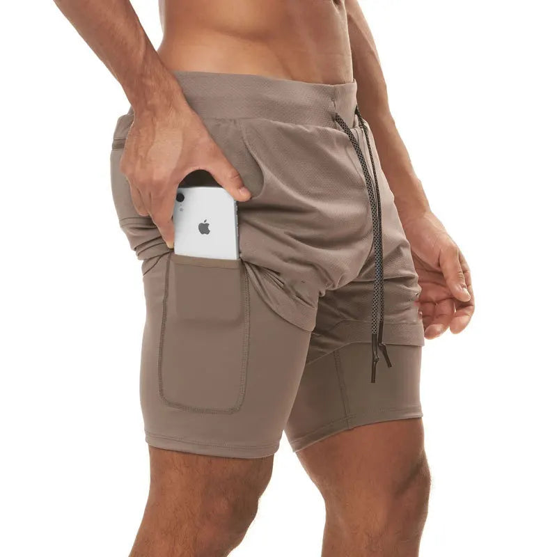 Custom Men Plus Size Double Layer Jogger Workout Shorts Basketball Cargo Shorts Loose Outdoor Side Pocket Mesh Mens Gym Shorts