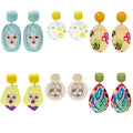 SC Wholesale Irregular Geometric Resin Drop Earrings Teen Girls Japanese Kawaii Graffiti Leaf Flower Portrait Acrylic Earrings