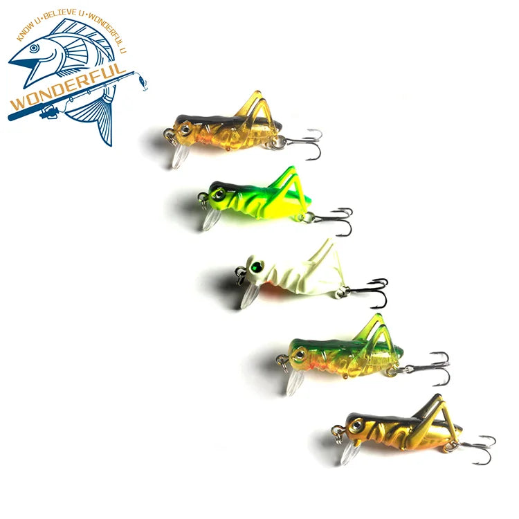40mm 3g Bionic Hard Artificial Plastic Grasshopper Locust Bait Freshwater Luminous Insects Cricket Lure
