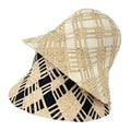 Women Sun Hats Wide Brim Grid Raffia Straw Woven Summer Beach Hat Foldable Packable Hats for Women Travel Outdoor