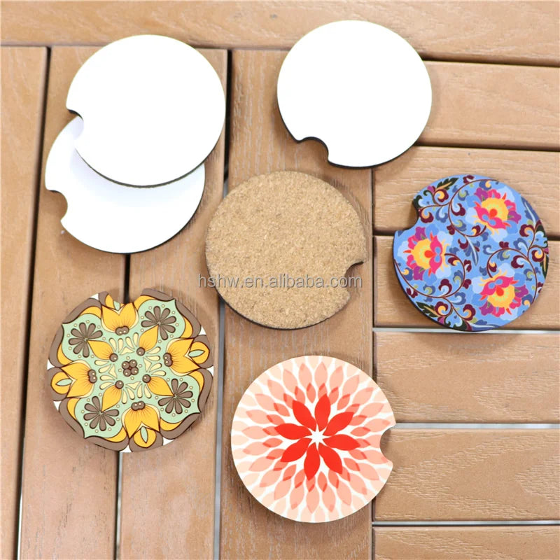 MDFSUB Modern Round 6mm White 70mm Sublimation Blanks MDF Hardboard Car Cup Coasters for Drinks