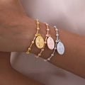MECYLIFE Virgin Mary Bracelet Catholic Jewelry Stainless Steel Bead Chain Cross Charm Bracelet Christian Jewelry for Women