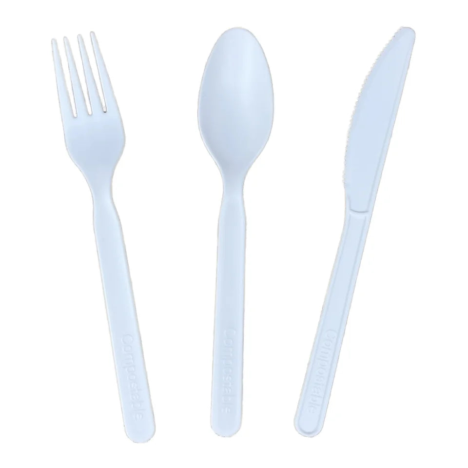 New Eco-Friendly Biodegradable CPLA Disposable Cutlery Set Compostable Napkin Fork Spoon Bread Sushi Knife Eco Friendly Design